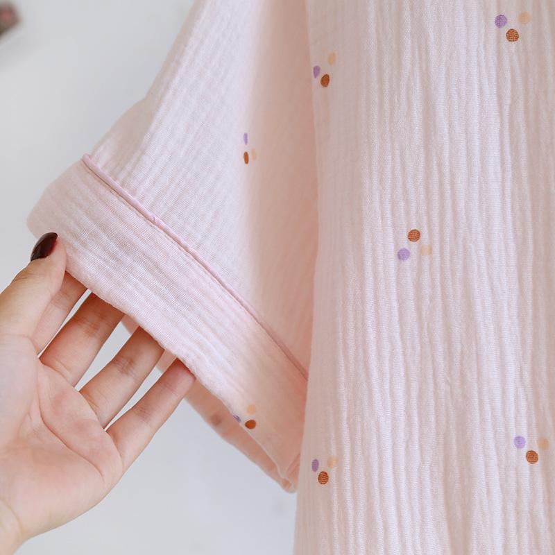 Cotton Women's Pajamas Printed Short Sleeve 3 Pieces Set Spring Summer Homewear Night Suit Female Sleepwear Sleep Clothes