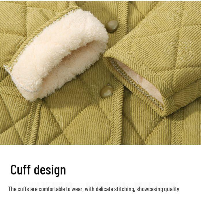 New Autumn/Winter Cotton-Blend Jacket for Middle-Aged & Elderly Women – Thick, Warm, Velvet-Lined Casual Coat