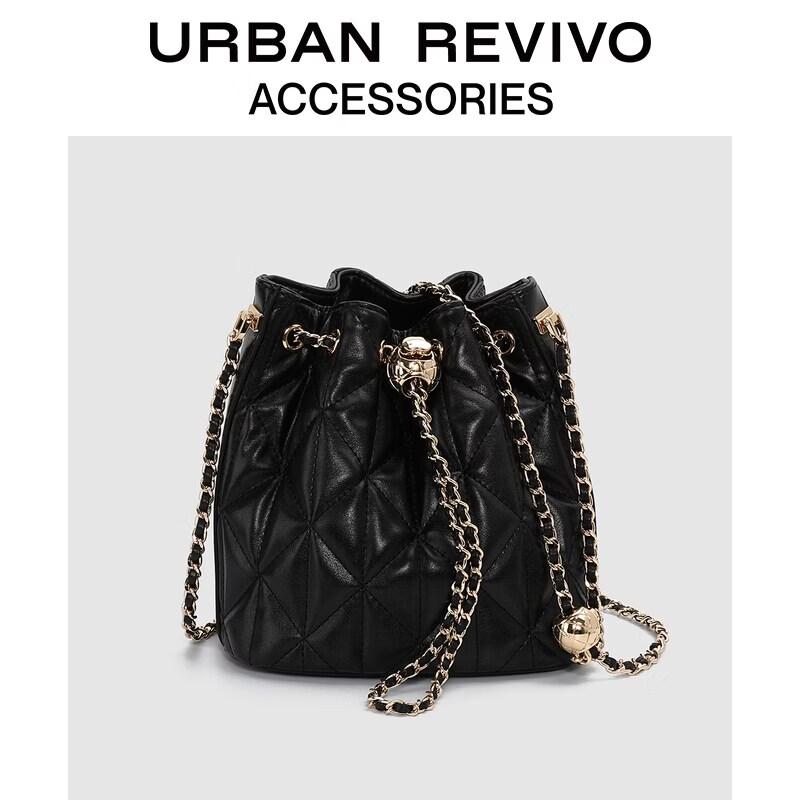 URBAN REVIVO Diamond Lattice Chain Bucket Crossbody Bag One Size