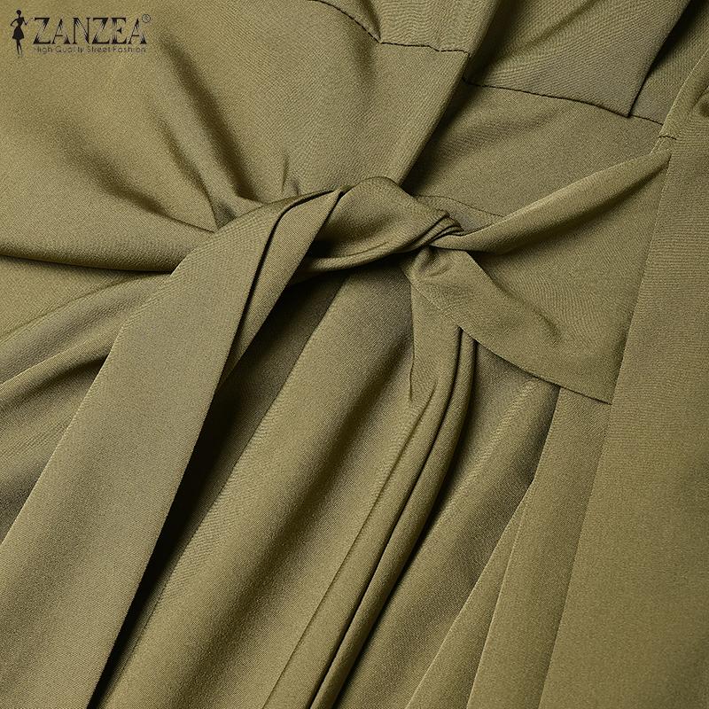 ZANZEA Rochie de vară cu mâneci scurte, ocazională, cu gât rotund