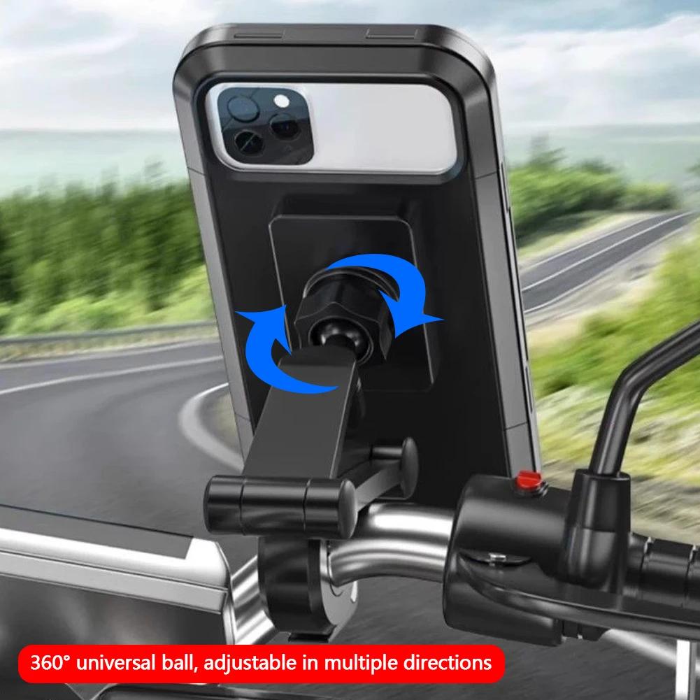360° Swivel Phone Mount for Motorcycle Bike Adjustable GPS Holder for Cellphones & Navigation Apps Universal Waterproof