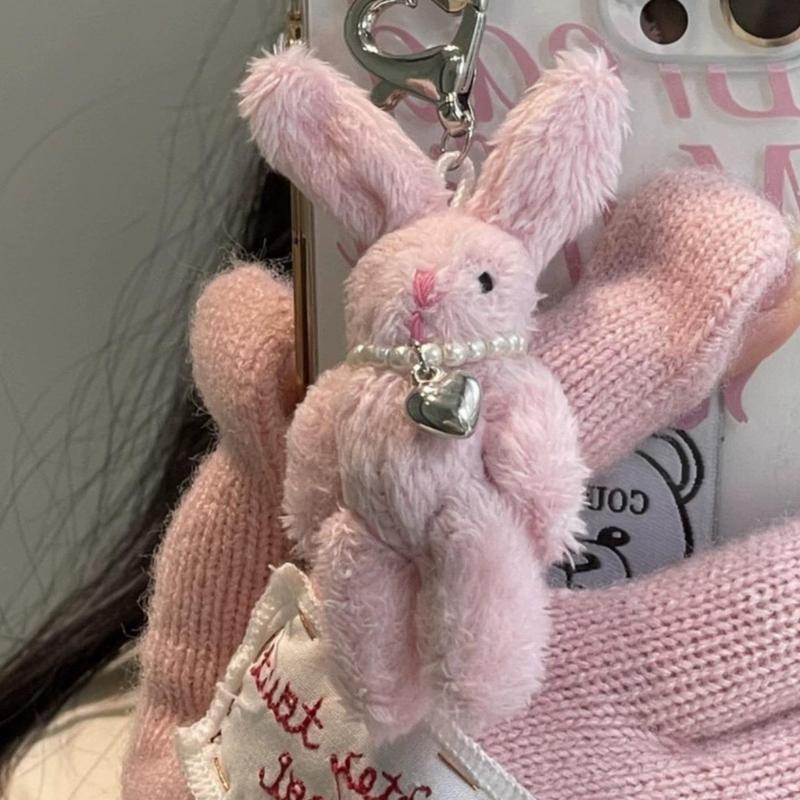 Cute Cartoon Rabbit/Bear Keychain Women's Bag Wallet Purse Pendant Charm Fun and Unique Accessory for Phone Bags Keys