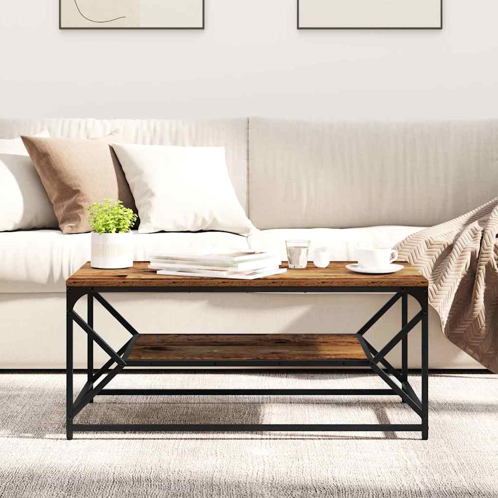 Coffee Table Reclaimed Wood 90 x 50 x 40 cm Engineered Wood and Steel