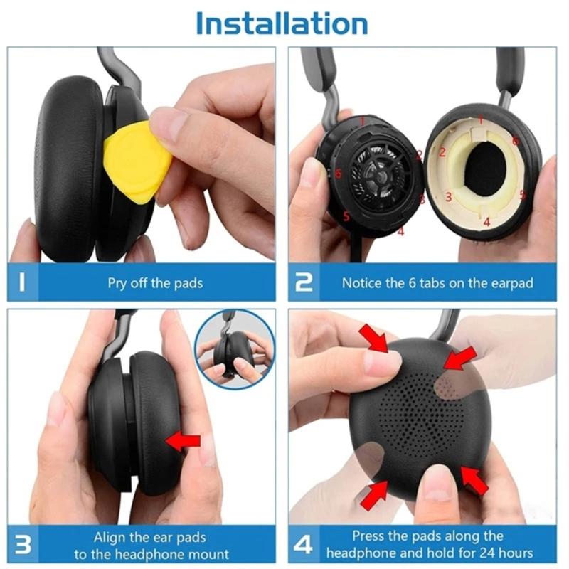 1Pair for Evolve 2 40 45H Headphone Ear Pads Leather Headphone Earpads Earmuff Replacement Cushion Cover