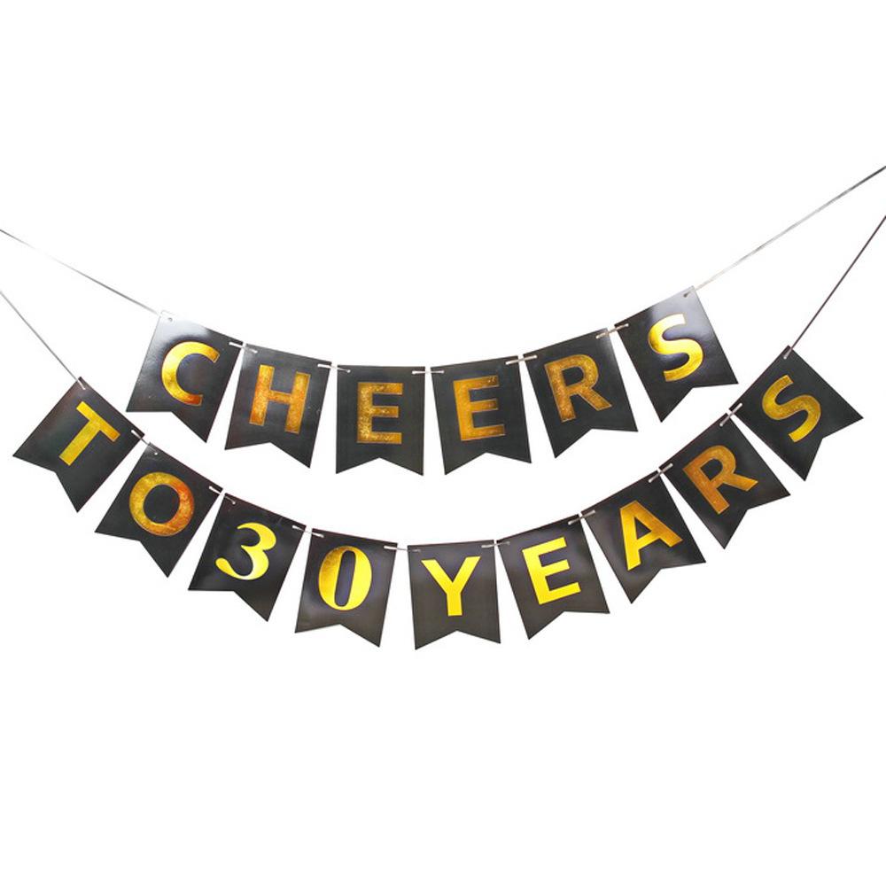 Cheers To The Years Birthday Flag Bronzing Banner 30 To 90 Year Old Party Decoration Spiral Pendant