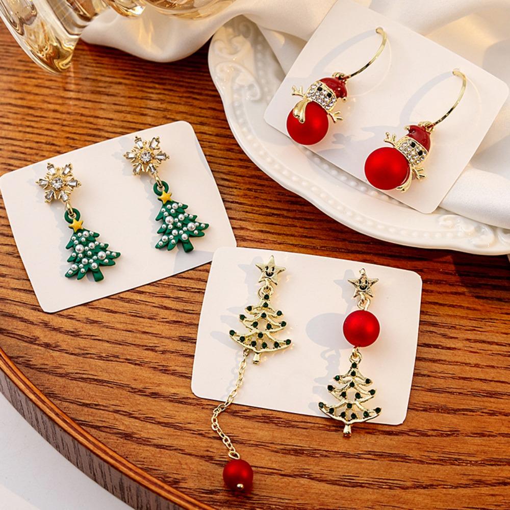 Alloy Xmas Tree Earrings Pendant Ear Studs Fashion Stud Earrings  Women