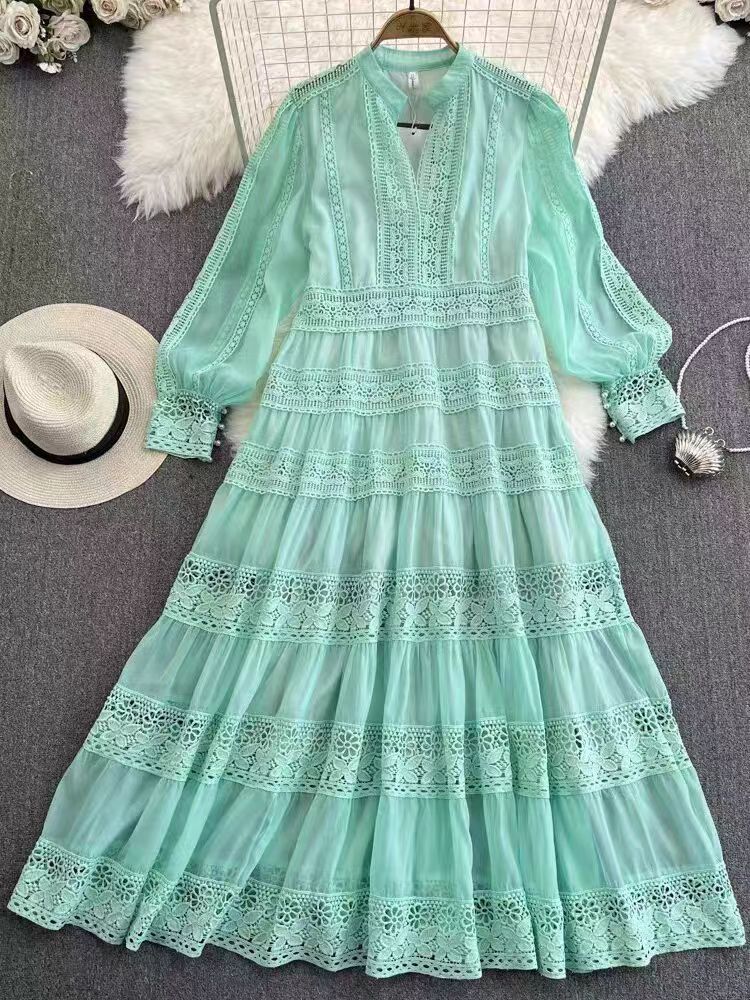 New French lace women's wear, elegant and slimming, new Chinese style high-end long skirt, fashionable and elegant