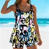 Women's Swimwear Tankini 2 Piece Swimsuit Bubble Fluid Pattern Vacation Bathing Suits