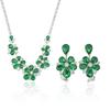 European Style Zircon Emerald Flower Necklace & Earrings Set