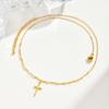 Collier pendentif croix en acier inoxydable minimaliste, Collier chaîne ondulée plaquée or anti-décoloration, Bijou exquis pour femmes