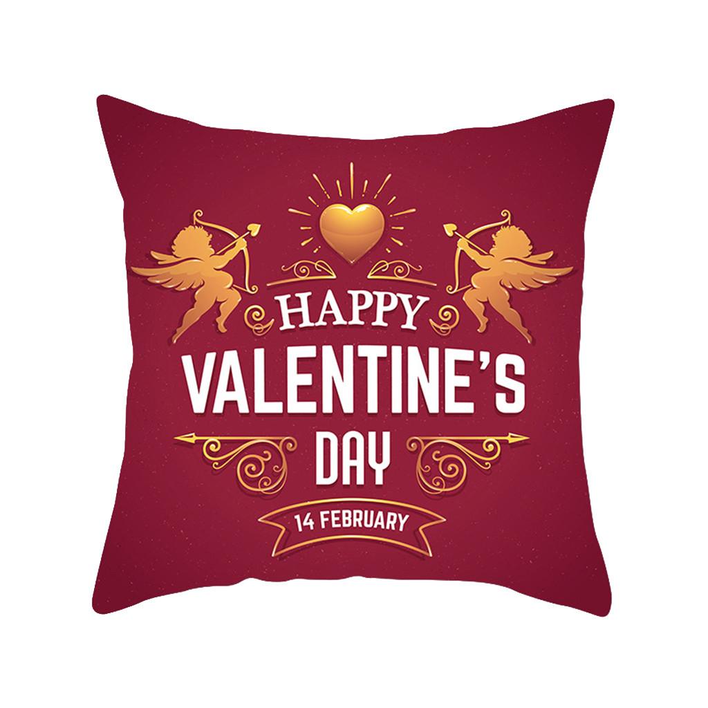 Red Love Printing Pattern Polyester Square Cushion Cover for Home Living Room Sofa Decoration Pillow Cover