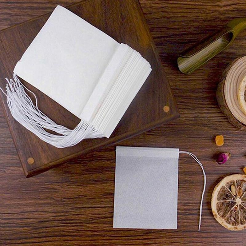 100Pcs/Lot Tea Bag Filter Paper Bags Empty Drawstring Teabags For Herb Tea