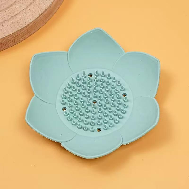 

3D Мыльница в виде лепестка: Сливной силиконовый держатель для ванной, креативный дизайн светло-зеленый