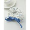 1Pcs Women's Fashionable Bow Small Floral Pattern Large Intestine Circle Hair Accessory For Daily Use