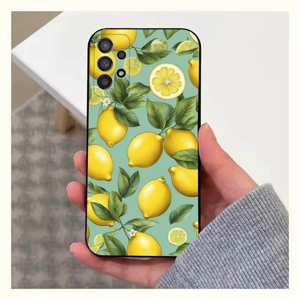 Fruit lemon Painting Case For Samsung S22,S21,S9,S25,S24,S23,Ultra,FE,S20,S10,Plus,Lite,Soft Silicone Black