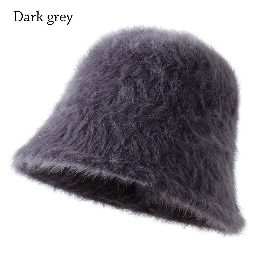 Warm Plush Bucket Hat Furry Basin Sun Cap Outdoor Panama Hat  for Women