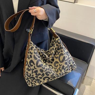 Bolsas transversais retrô de leopardo para mulheres nova moda coreana bolsa de ombro de grande capacidade bolsas tote femininas simples