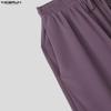 INCERUN Men Drawstring Elastic Waist Thin Casual Loose Long Wide Leg Pants Trousers