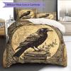 Crow with Retro Border  Pattern Bedding Quilt Set  Home Decoration  Gift (1 * Duvet Cover + 2 * Pillowcase, Without Core)