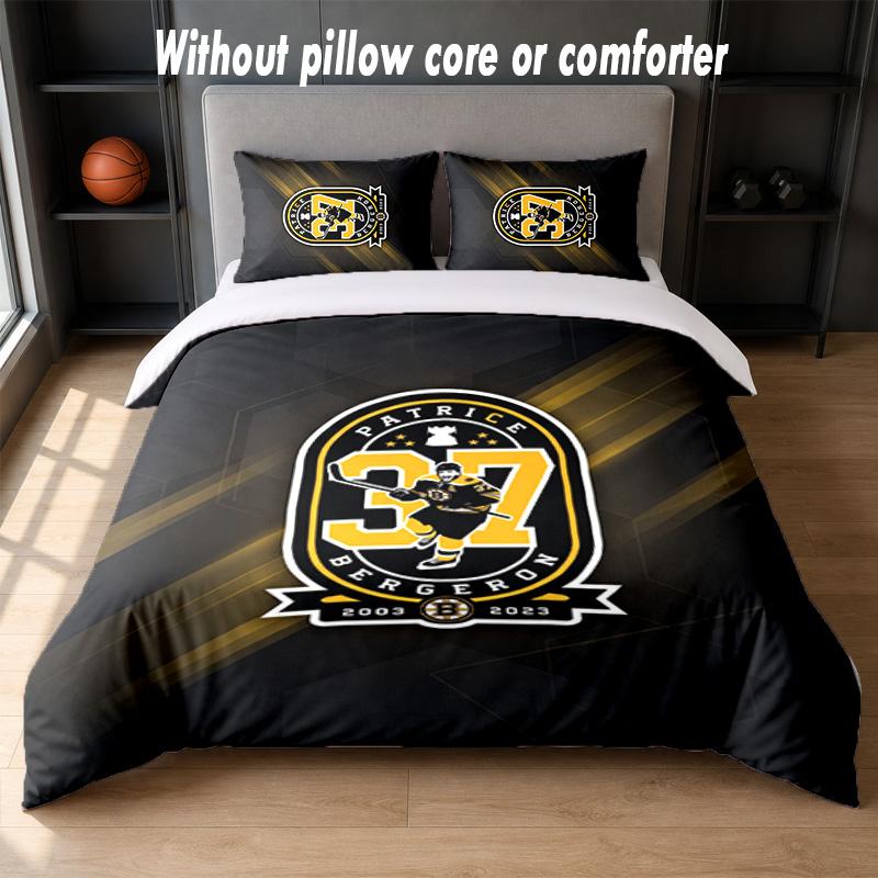 Set Biancheria da Letto Design Boston Bruins 1 Copripiumino + 2 Federe Morbido Traspirante Biancheria da Letto per la Casa
