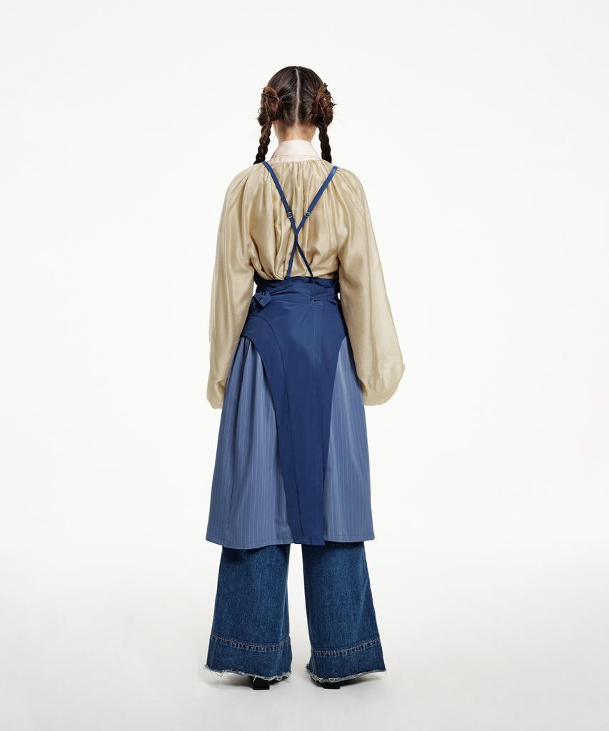 Eipeuleonwei Bullet Cut Apron Dress Blue Size 2
