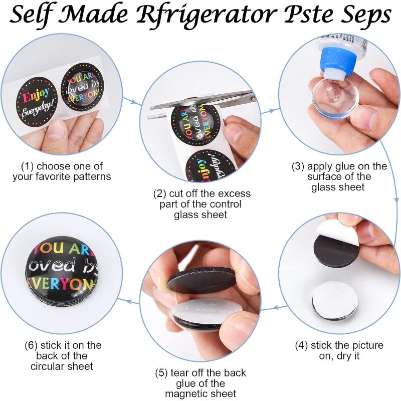 50Sets DIY Magnets Glass Ceramic Ferrite Magnet with Adhesive Backing and Transparent Clear Glass Cabochons for Craft Fridge