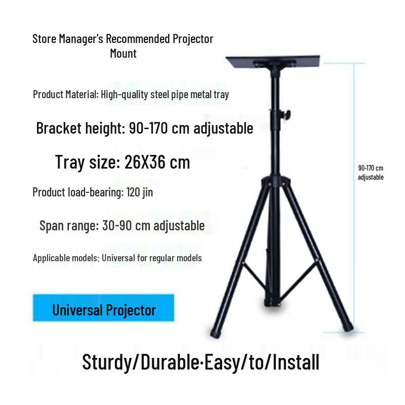 Foldable Portable Tripod Projector Stand with Pan-Tilt Bedside Tray