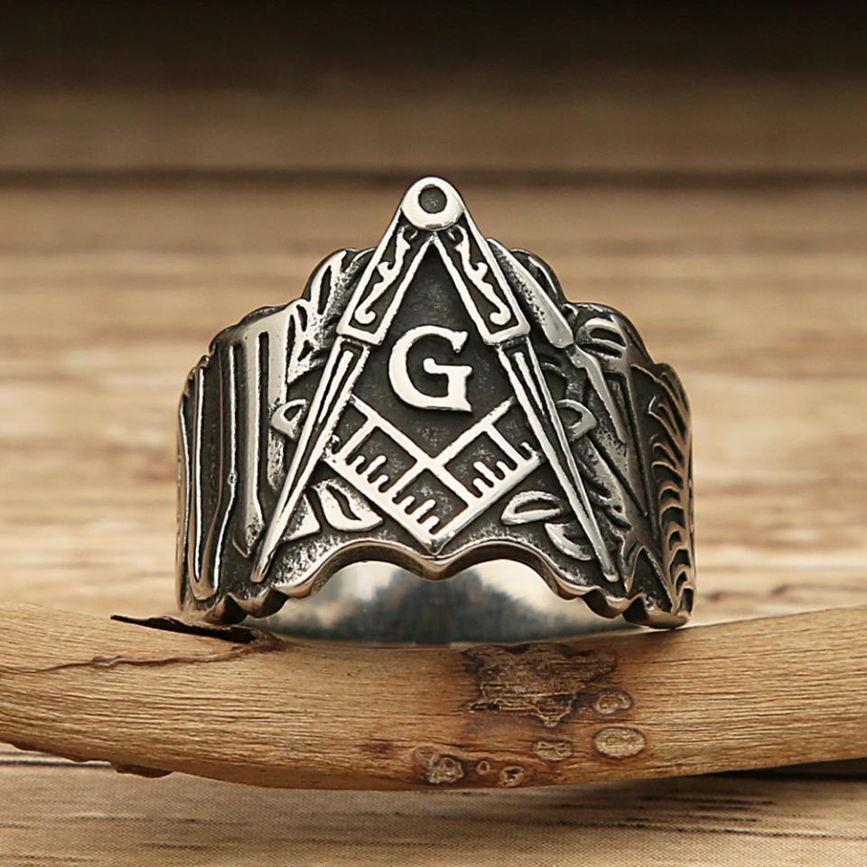 Vintage Stainless Steel Masonic Letter Ring for Men Women Fashion Free Mason Masonic G Rings Amulet Jewelry Gifts Wholesale