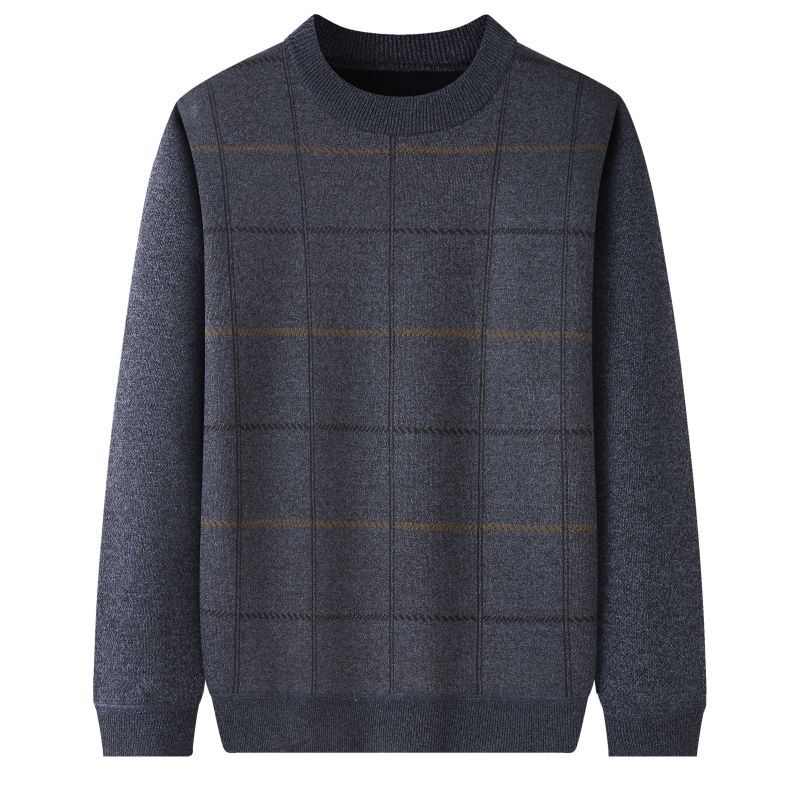 

Утепленный и утолщенный зимний вязаный свитер для пап среднего и пожилого возраста, теплый круглый вырез, топы на осень и зиму 3XL