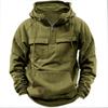 Men’s Solid Color Hooded Sweatshirt with Multi Pockets