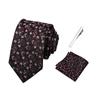 Men's Retro Floral Tie, Pocket Square & Tie Clip Set for Weddings