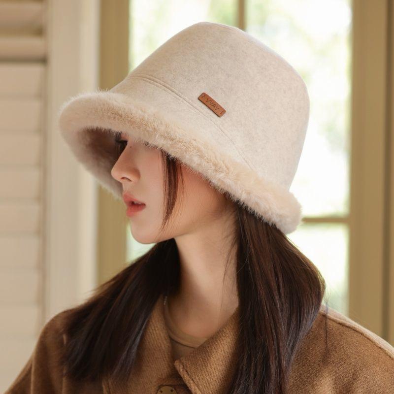 Plush Warm Thickened Bucket Hat Women's Autumn and Winter Cold and Windproof Ear Protection Basin Hat