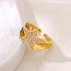 Zircon Star Knot Rings For Women Gold Stainless Steel Geometric Adjustable Finger Rings Wedding Couple Jewelry Gifts
