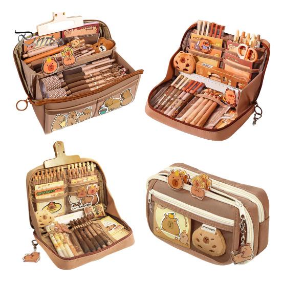 Pouzdro na tužky s více přihrádkami Velký otevírací systém na zip Úložný systém Taška na psací potřeby Školní potřeby