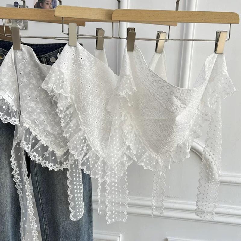 Korean Lace Headband Triangle Scarf Headscarf Western Style Mixed Overlapping Triangle Scarf Half Body Skirt Butt Curtain Female
