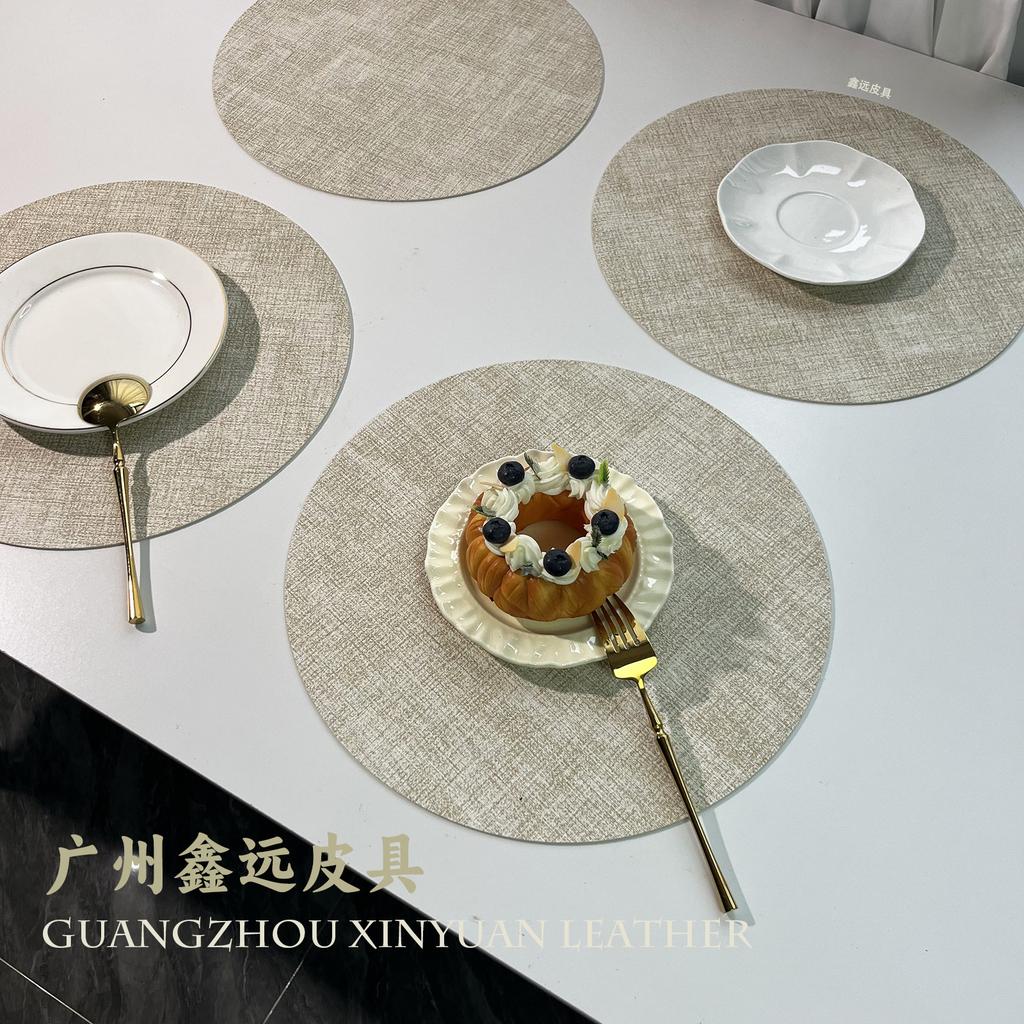 Nordic Round Cloth Pattern Placemat Waterproof Table Mat Thermal Insulation Mat Leather High-end Hotel Restaurant Ins Placemat