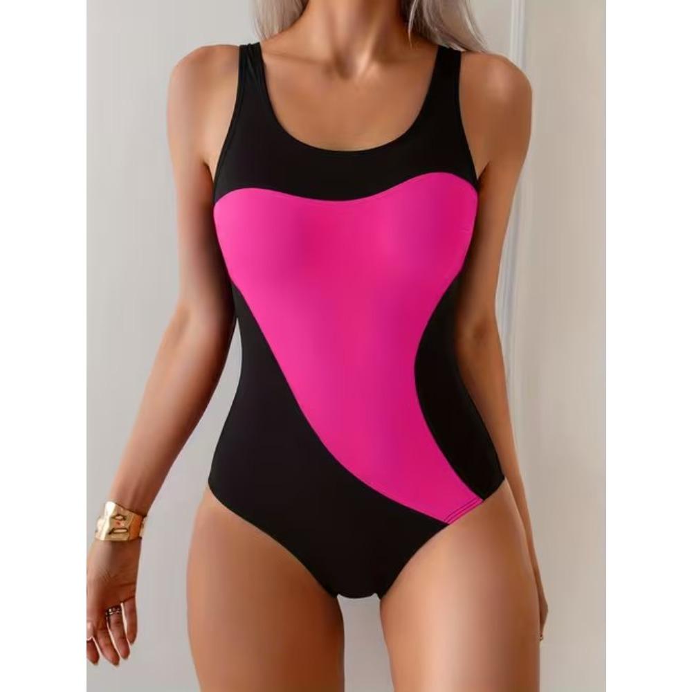 Costume da bagno intero estivo sexy con stampa geometrica, vestibilità aderente e snellente, profondo scollo a U sulla schiena, costume da bagno alla moda che attira l'attenzione per spiaggia, piscina, vacanza