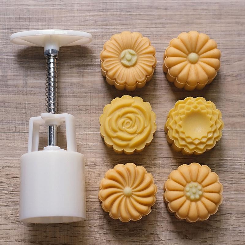 Midautumn Festival Chrysanthemum Cutter Moon Cake Mould Set for Cake Cookie
