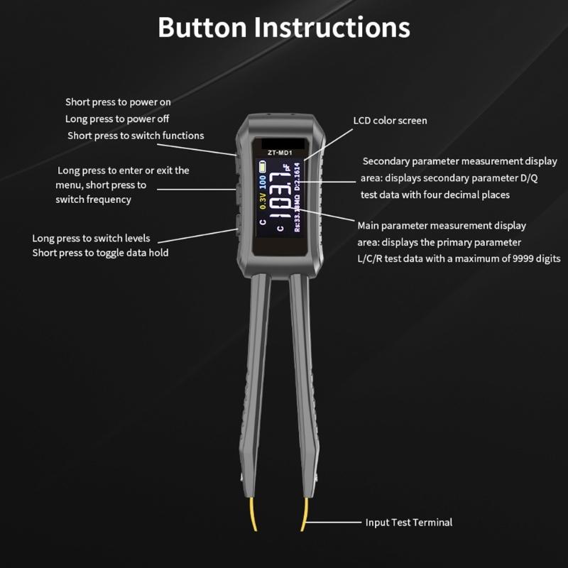 Tester Digital Tweezer Resistance Capacitance Diode Tester Professional Meter Tweezer with Clear Display