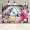 Unicorn themed backdrop, rainbow elf princess, birthday party supplies, cake table decoration, party favors628