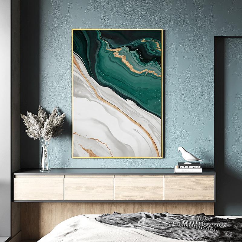 Modern Abstract Gold Foil Lines Green Canvas Art Paintings For Living Room Bedroom Posters And Prints Wall Poster Home Decor
