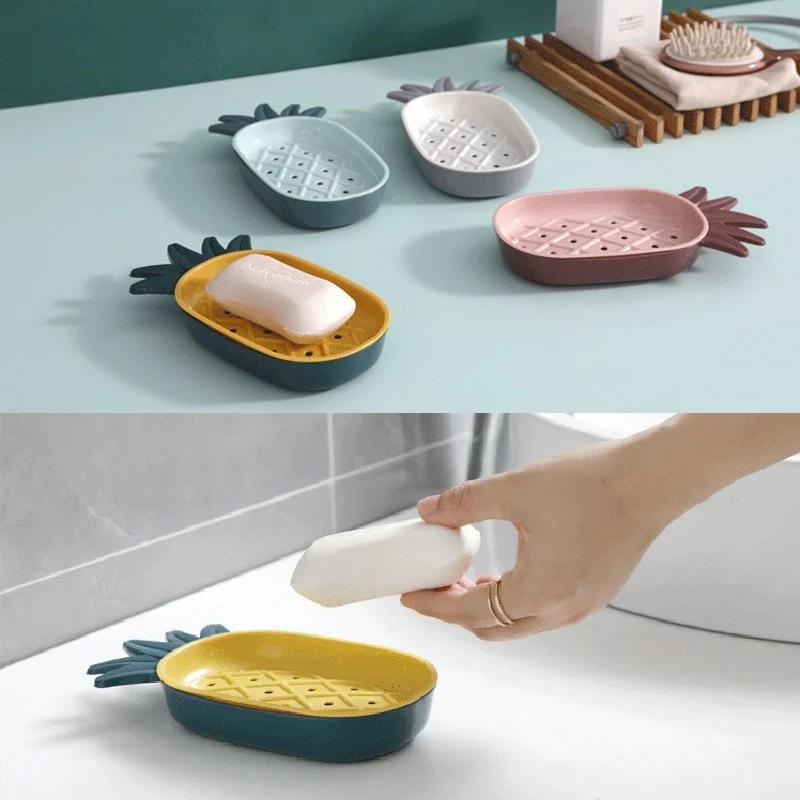 Creative Pineapple Shape Drain Soap Box Soap Storage Box Easy Clean Soap Dishes Holder Bathroom Supply Kitchen Accessories