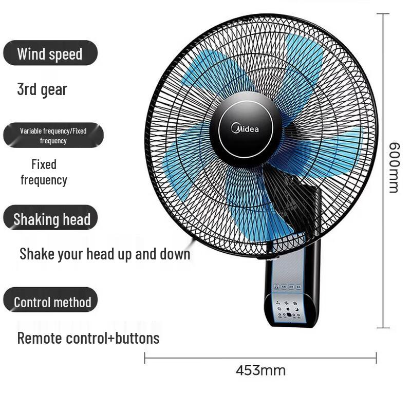 Midea Industrial Remote Control Wall-Mounted Fan