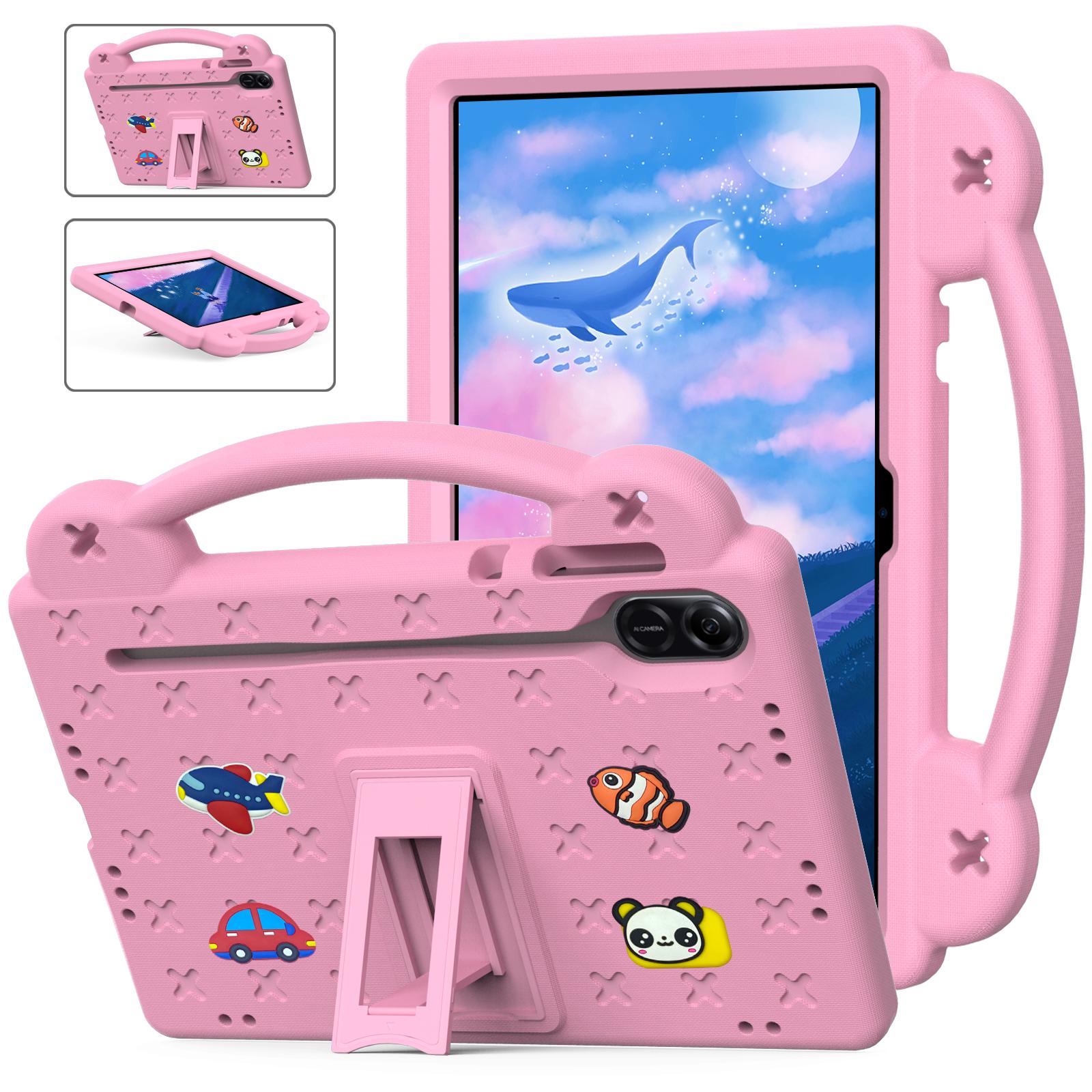 Étui pour tablette Pour Honor Pad 10 9 12.1  X9a 11.5  X8a LTE 11  X9 X8 Pro 11.5  Sécurité enfants Antichoc Ours de dessin animé Coque en EVA X8 Pro 11.5 2023 rose