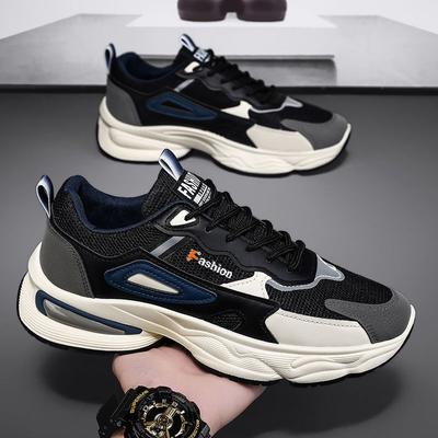 Spring Men's Shoes New Breathable Mesh Teen Sports Shoes Korean Style Versatile Thick Sole Casual Daddy Trendy Shoes
