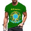 Sommer Rundhals 3D Brasilianische Flagge Fußballtrikot Druck Top Modische Lässige Kurzarm Herren T-Shirts