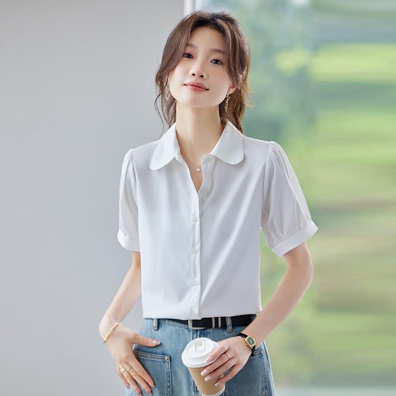 Teluoman Women's Short Sleeve Business Shirt