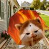 Flaming Feline Fun: Customizable Cat Print Umbrella - Auto Open/Closed, Outdoor Travel Essential, Lightweight & Durable 033