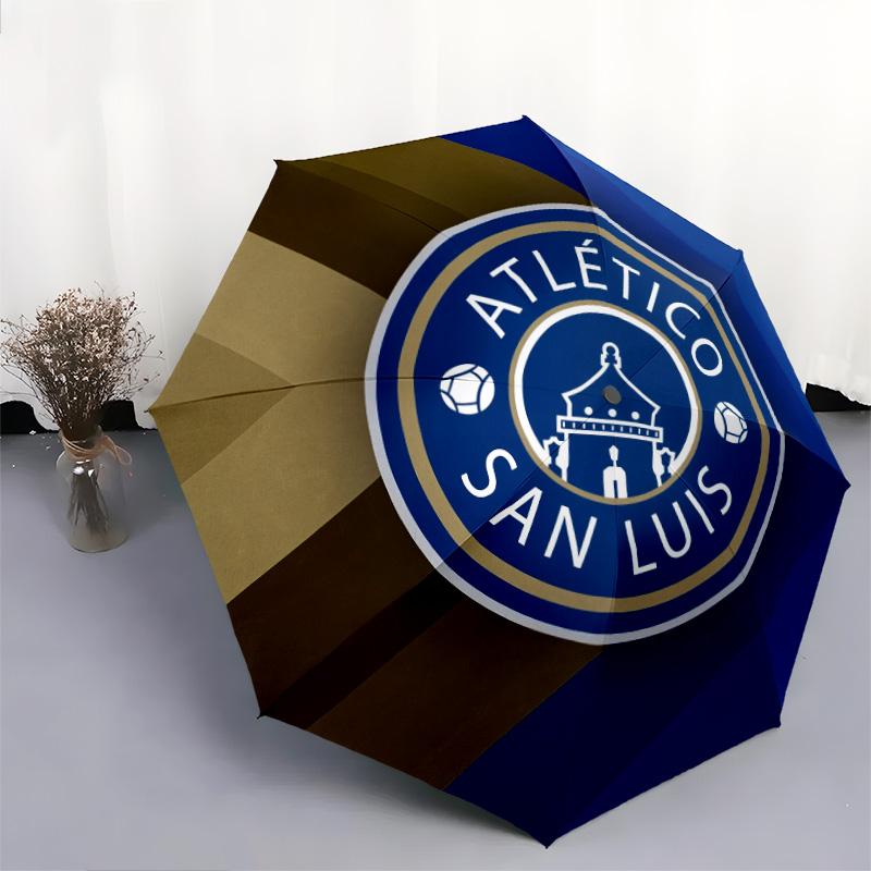 Atlético San Luis  pattern, automatic folding umbrella, portable and foldable design, 8 ribs, a Christmas or birthday gift.