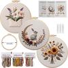 1set DIY Sunflower, Moon, and Rabbit Embroidery Kit - Cross Stitch Materials Included, Suitable for Beginners, with Stitch Tutorial.